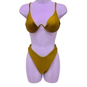 Cider Olive Green Bikini Womens Size M